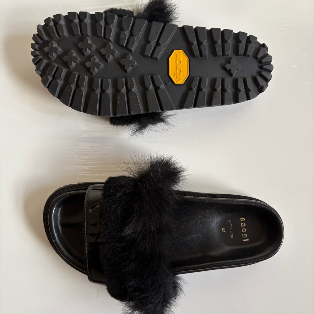 Sacai Mixed Fur Slide Sandals View 2